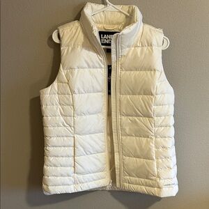 Lands' End Ivory Quilted Vest